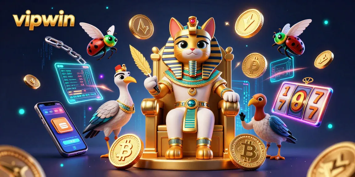Win big with vipwin in this vibrant and dynamic digital casino scene showcasing 3D characters and casino elements.