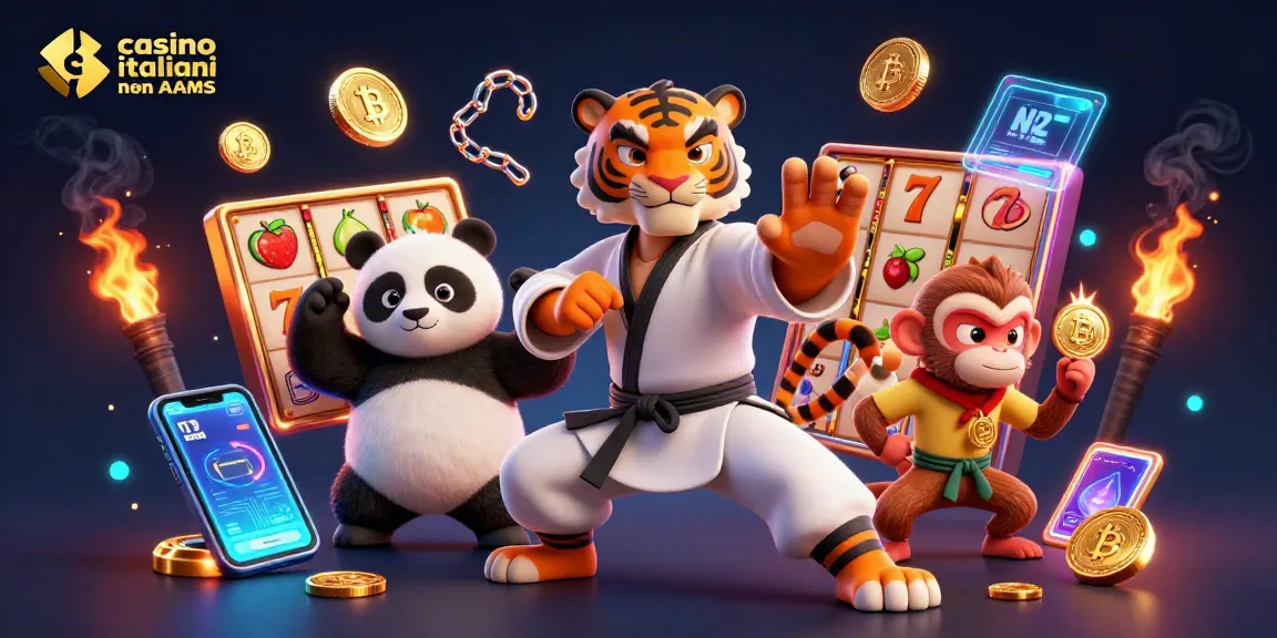 Scopri i migliori casino italiani non AAMS con slot e jackpot attrattivi in un'illustrazione vibrante.