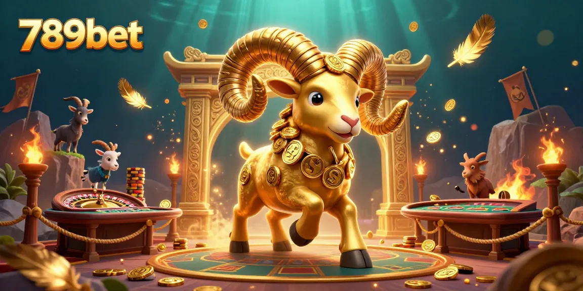 Engage with the vibrant 789bet casino scene featuring a golden ram charging through a live game setting.