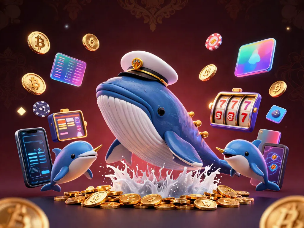 Experience thrilling 9bet action with a whale, narwhal, and dolphins in a vibrant casino setting.