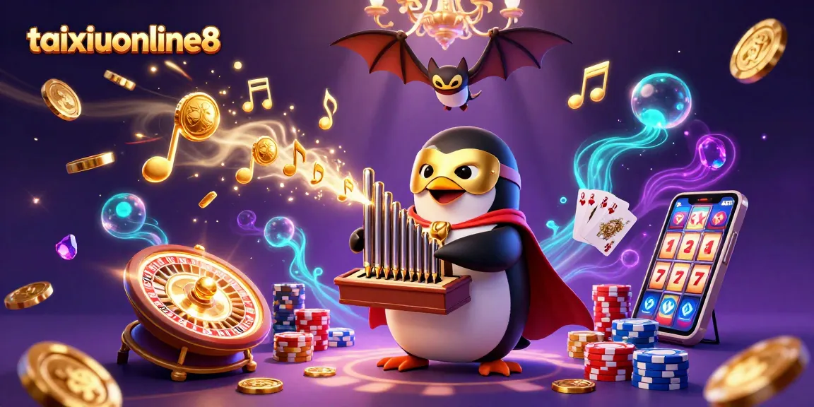 Experience exciting wins at taixiuonline8 with a vibrant casino scene showcasing golden coins, acrobatic entertainers, and a dynamic atmosphere.