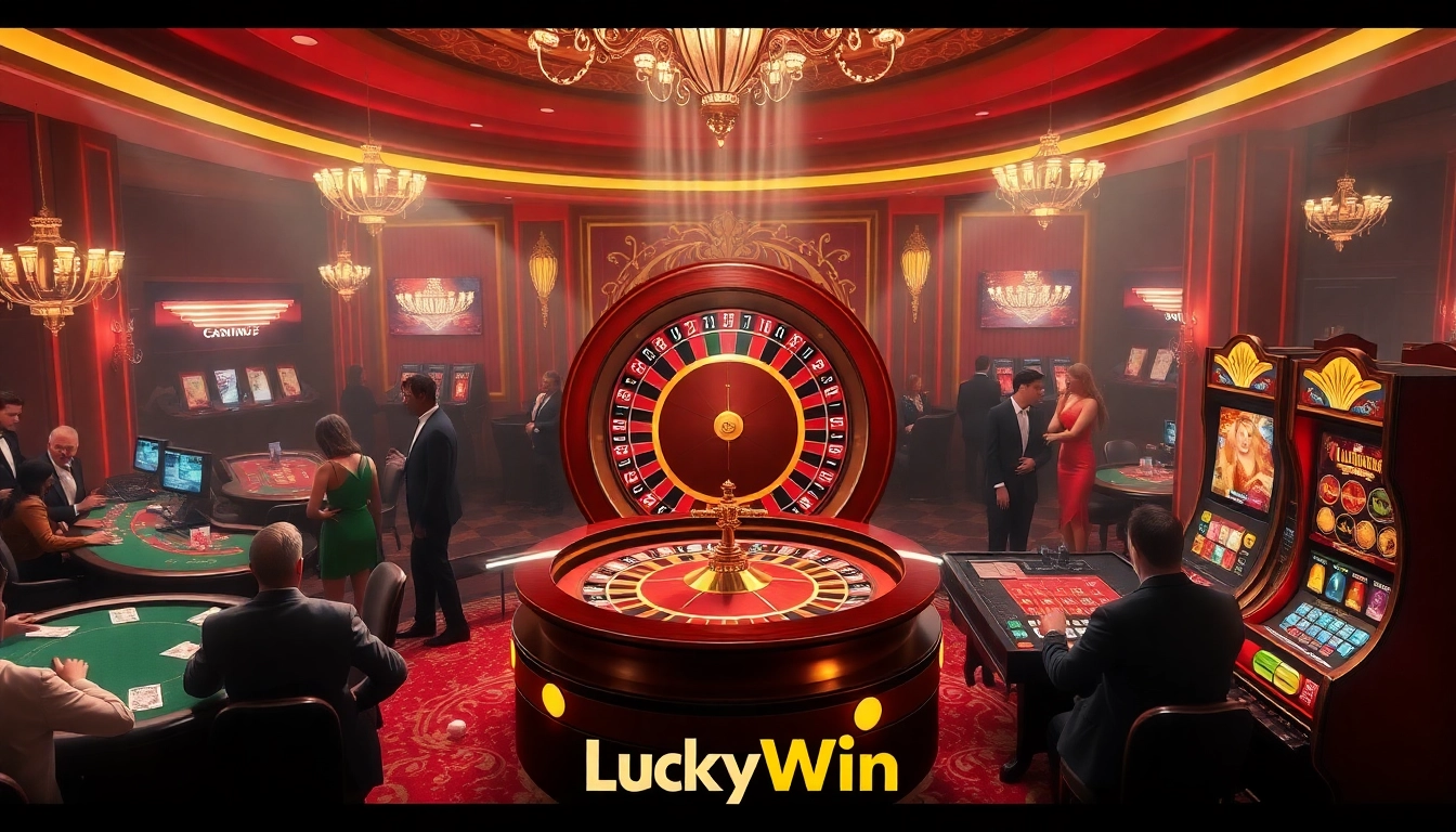 Experience the thrill of gaming at LuckyWin Casino with vibrant casino visuals.