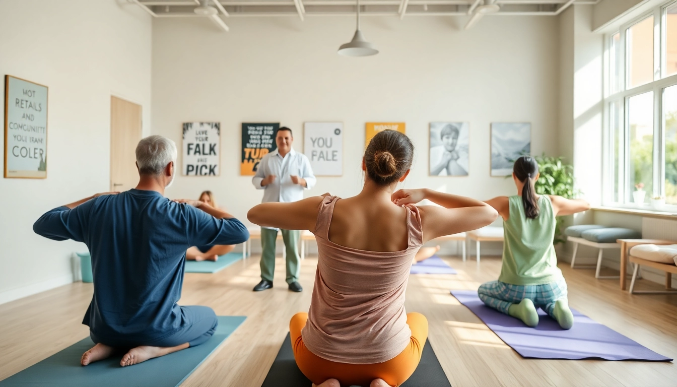 Helping individuals achieve back pain relief through guided physiotherapy exercises in a bright clinic.