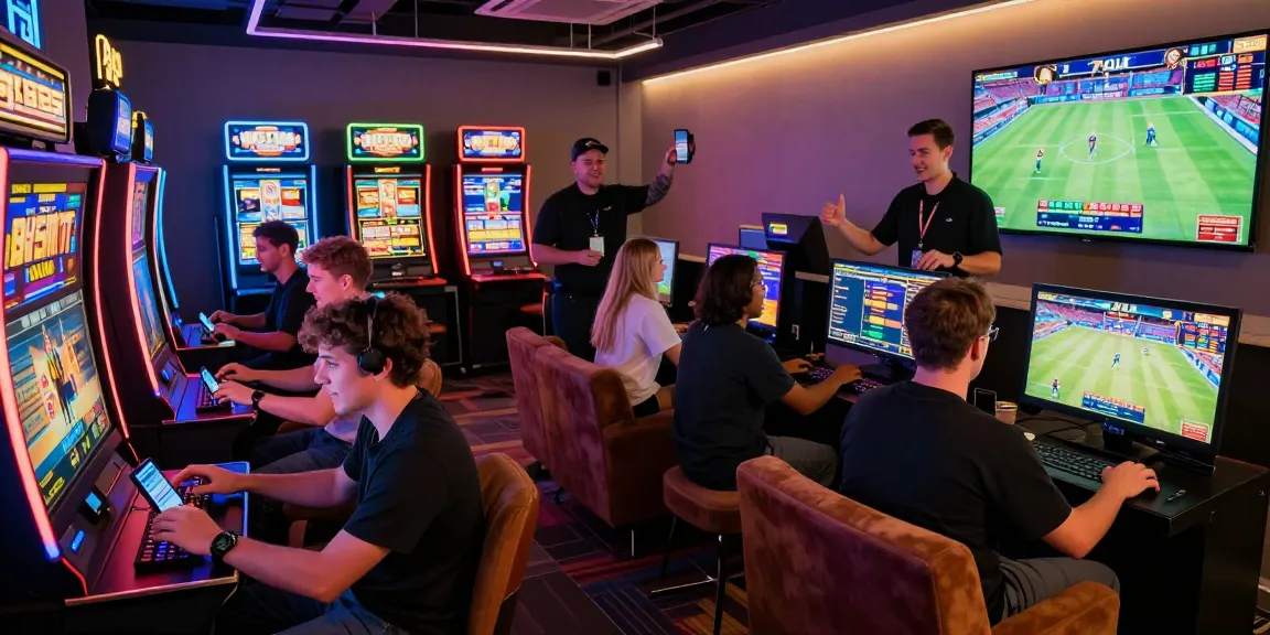 Exciting gaming experience at 79club with diverse players enjoying slots, live casino, and sports betting in a vibrant setting.