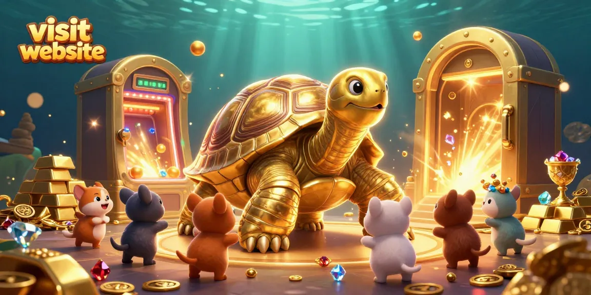 Play exciting games and visit website featuring vibrant 3D cartoon illustration of casino themes.