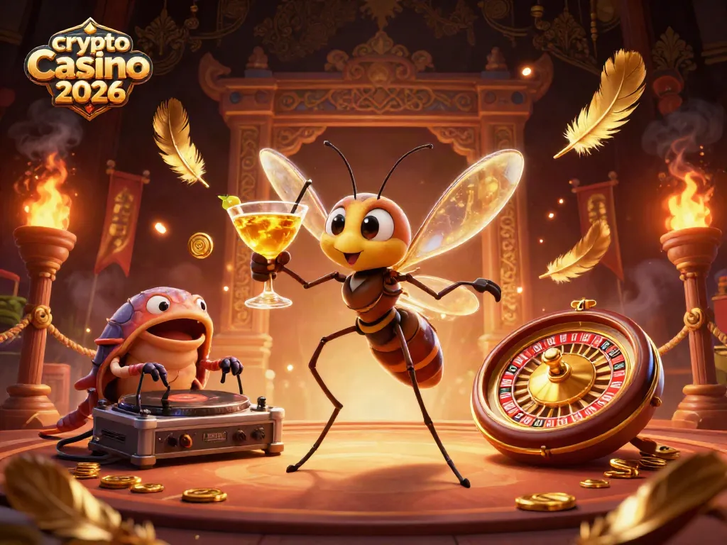Gioca e vinci nel crypto casino online 2026 con un'illustrazione vivace di un'ambientazione ludica innovativa.