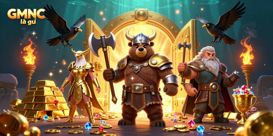 Engage with GMNC là gì in the thrilling world of online gambling, featuring vibrant casino elements and characters.