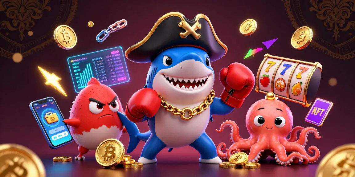 Experience thrilling casino excitement with jun88's vibrant scene of a pirate shark, pufferfish, and octopus!