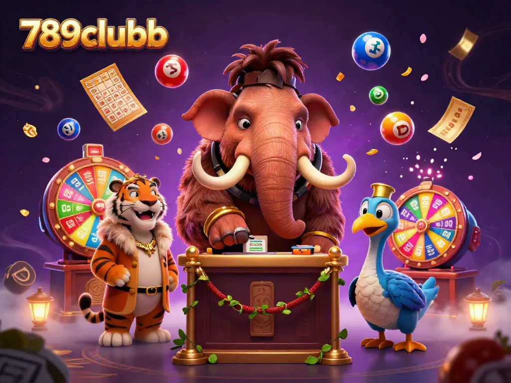 Engage in exciting gameplay at 789clubb, showcasing vibrant lottery elements in a dynamic casino scene.