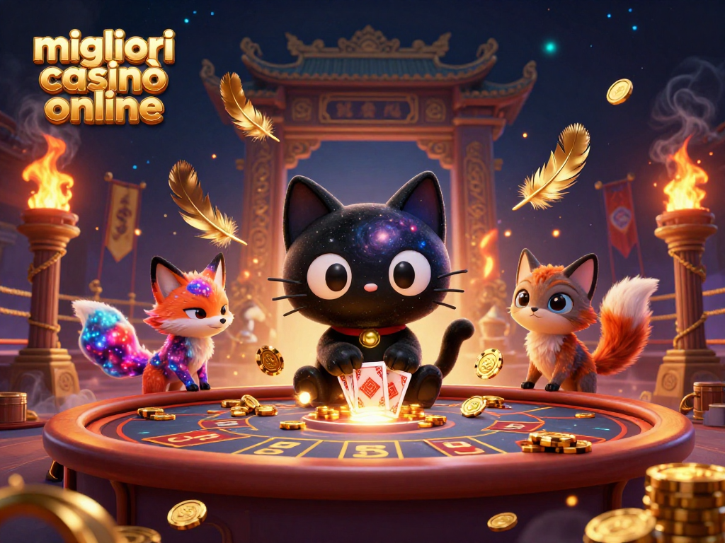 I migliori casinò online offrono un'atmosfera vibrante con un gatto nero spaziale e una volpe nebula che attraggono chips d'oro.