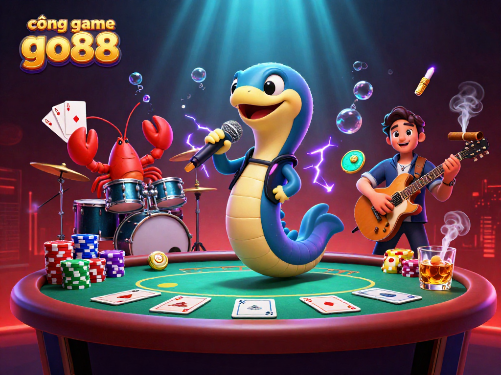 Tham gia cổng game go88 với hình ảnh điện lươn DJ trong sòng bạc dưới nước sinh động.
