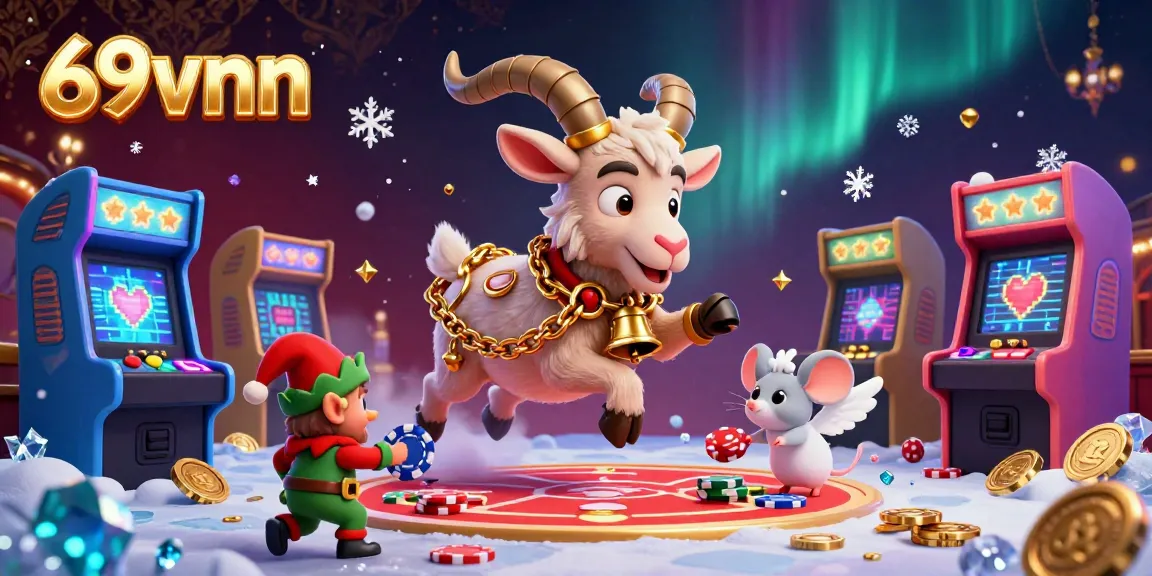 Experience the festive chaos in the 69vnn casino with elf gremlins stealing poker chips!