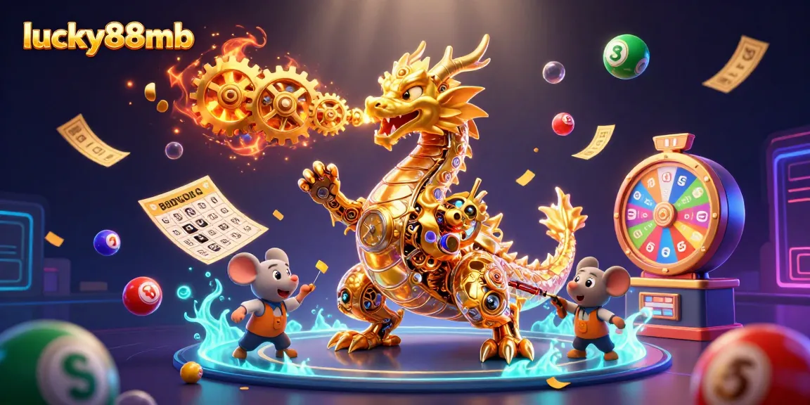 Win big with lucky88mb in ultra-detailed 3D casino illustration featuring dynamic gaming elements and characters.