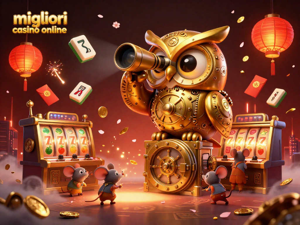 Scopri i migliori casinò online con un'illustrazione avvincente e dettagliata di un gufo d'oro su un portale del casinò.