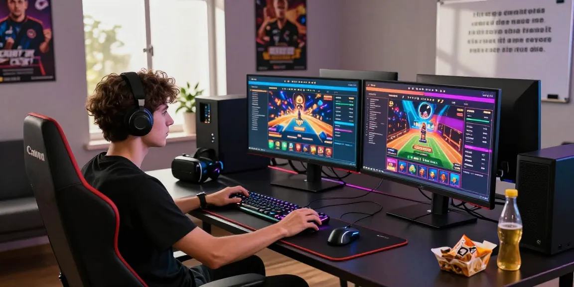 LUCK8 online gaming environment with multiple screens and vibrant lighting