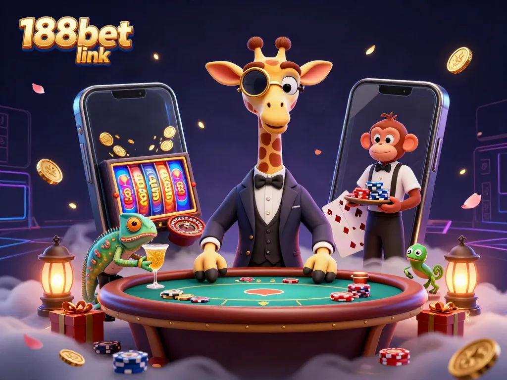 Engage with games at 188bet link featuring a high-roller giraffe and dynamic casino elements.