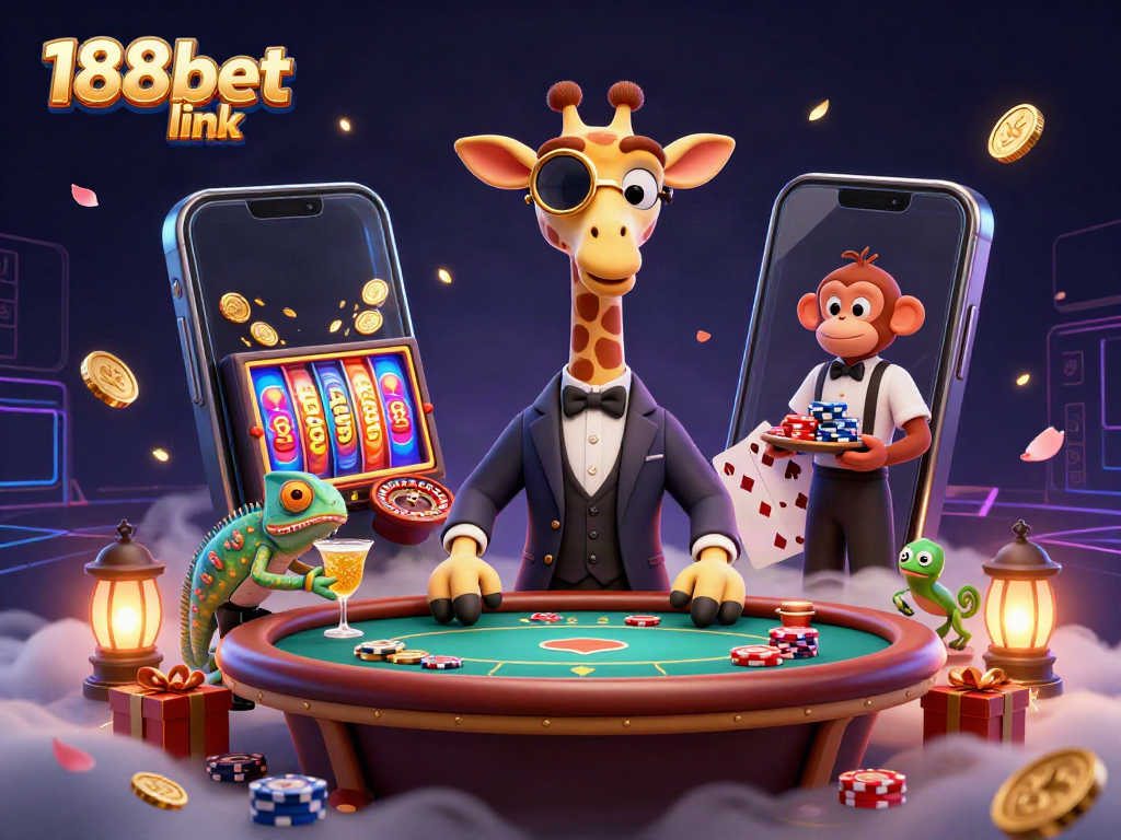 Engage with games at 188bet link featuring a high-roller giraffe and dynamic casino elements.