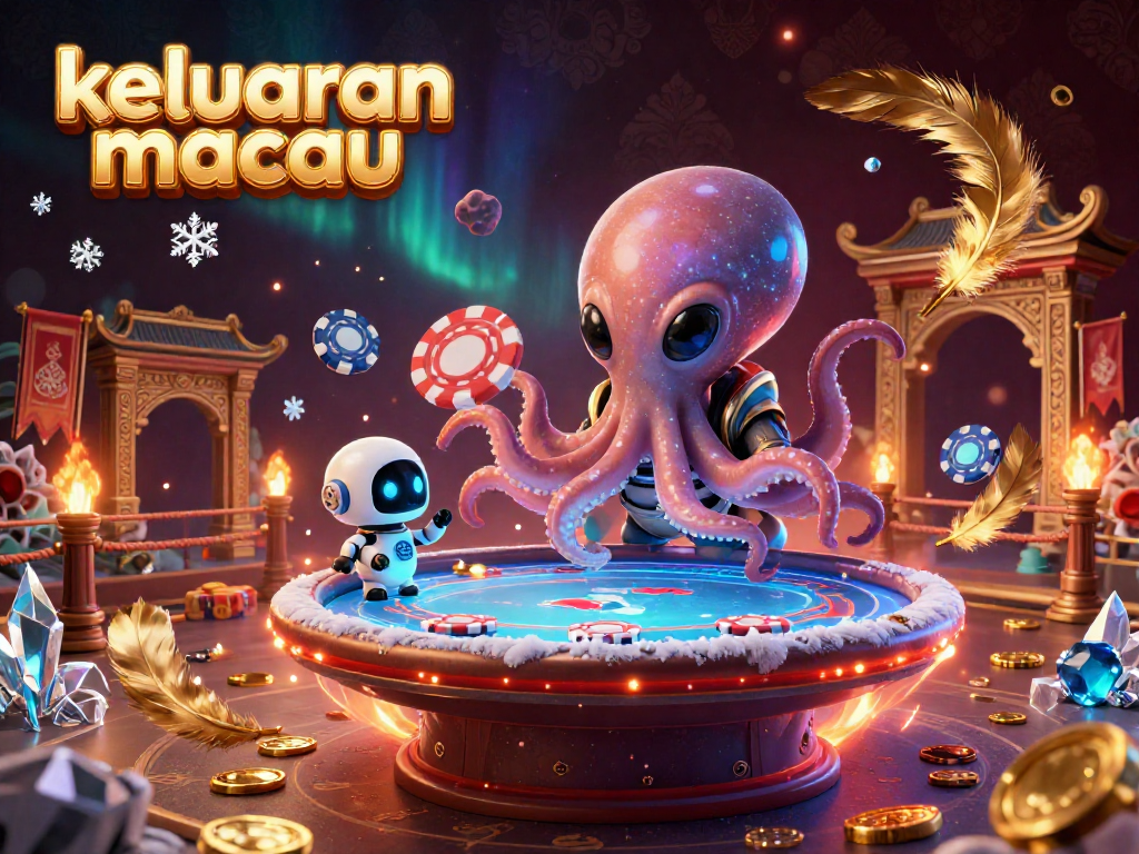 Experience thrilling gameplay at keluaran macau, where the alien octopus and robot engage in exciting poker action surrounded by vibrant casino dynamics.