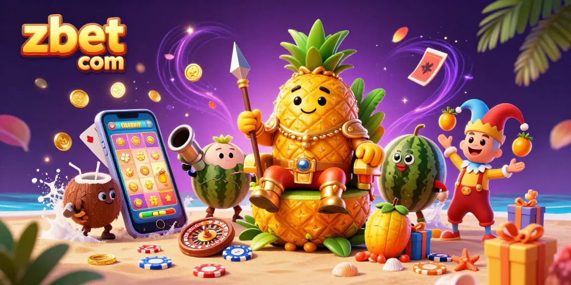 Experience vibrant gameplay with zbet com featuring golden pineapple king and dynamic casino elements.
