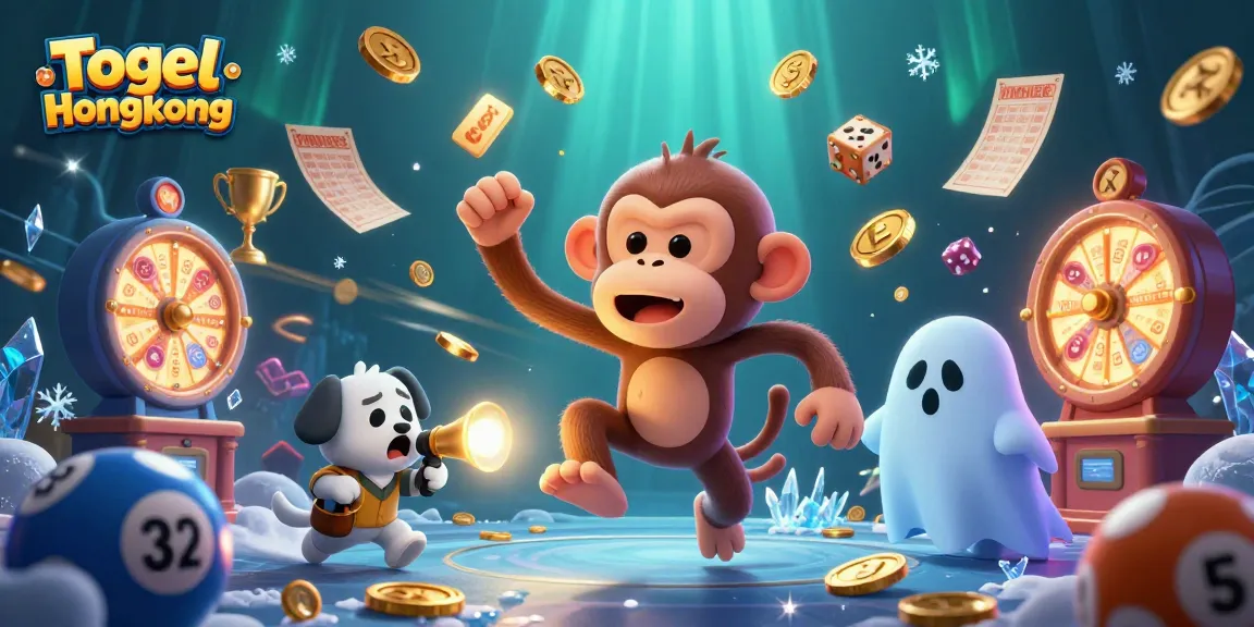 Engage with Togel Hongkong excitement in this energetic lottery-themed illustration featuring vibrant game elements.