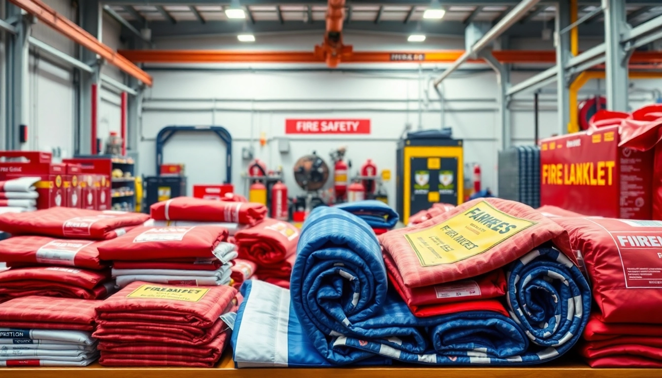 Showcasing diverse fire blankets from a trusted fire blanket supplier in a professional setting.