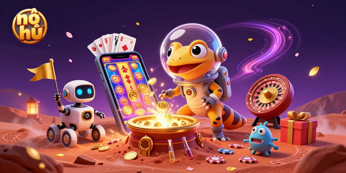 Experience the thrill of nổ hũ with a Martian adventure discovering a golden casino.