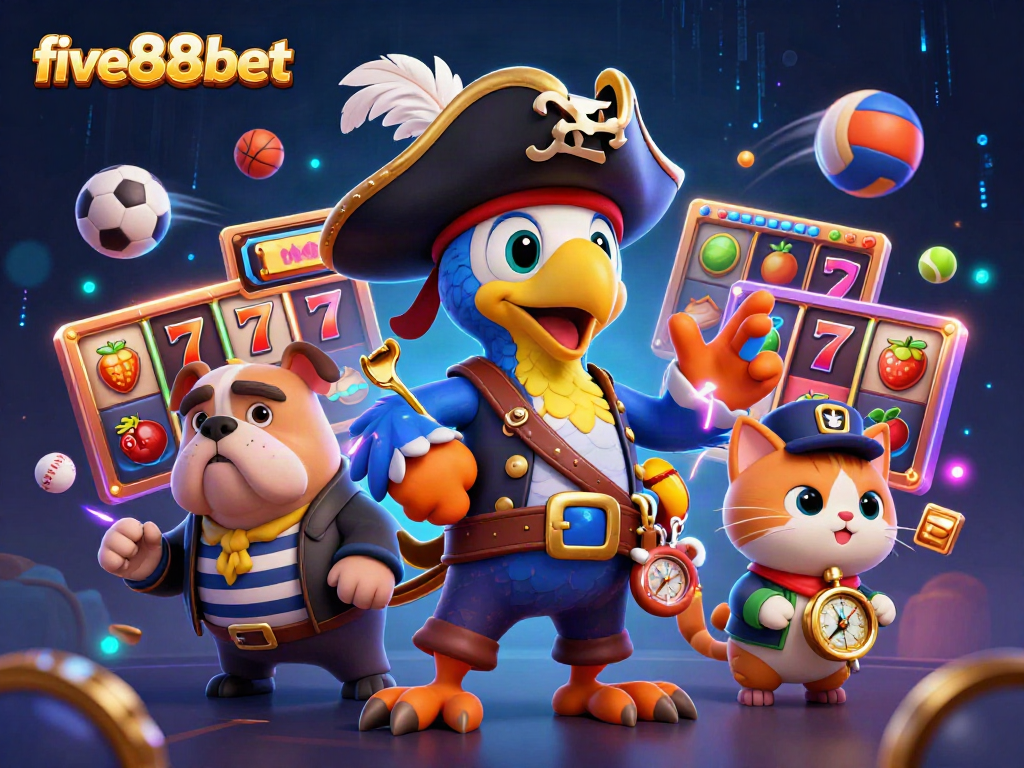 Engage with thrilling five88bet adventures featuring a vibrant 3D pirate scene, jackpot elements, and dynamic sports action.