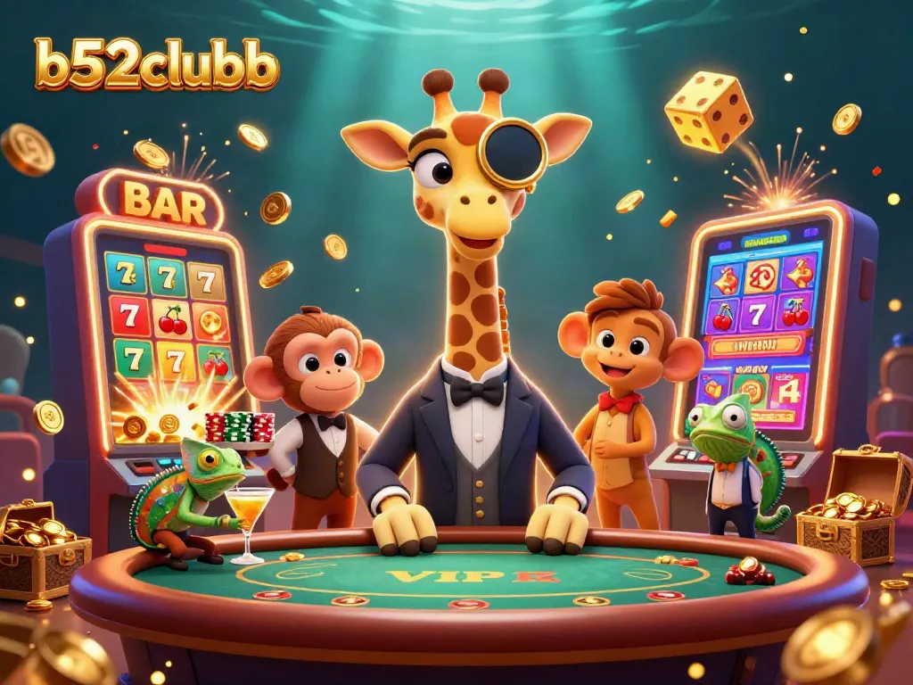 Join the fun at b52clubb with a vibrant room full of animated casino excitement.
