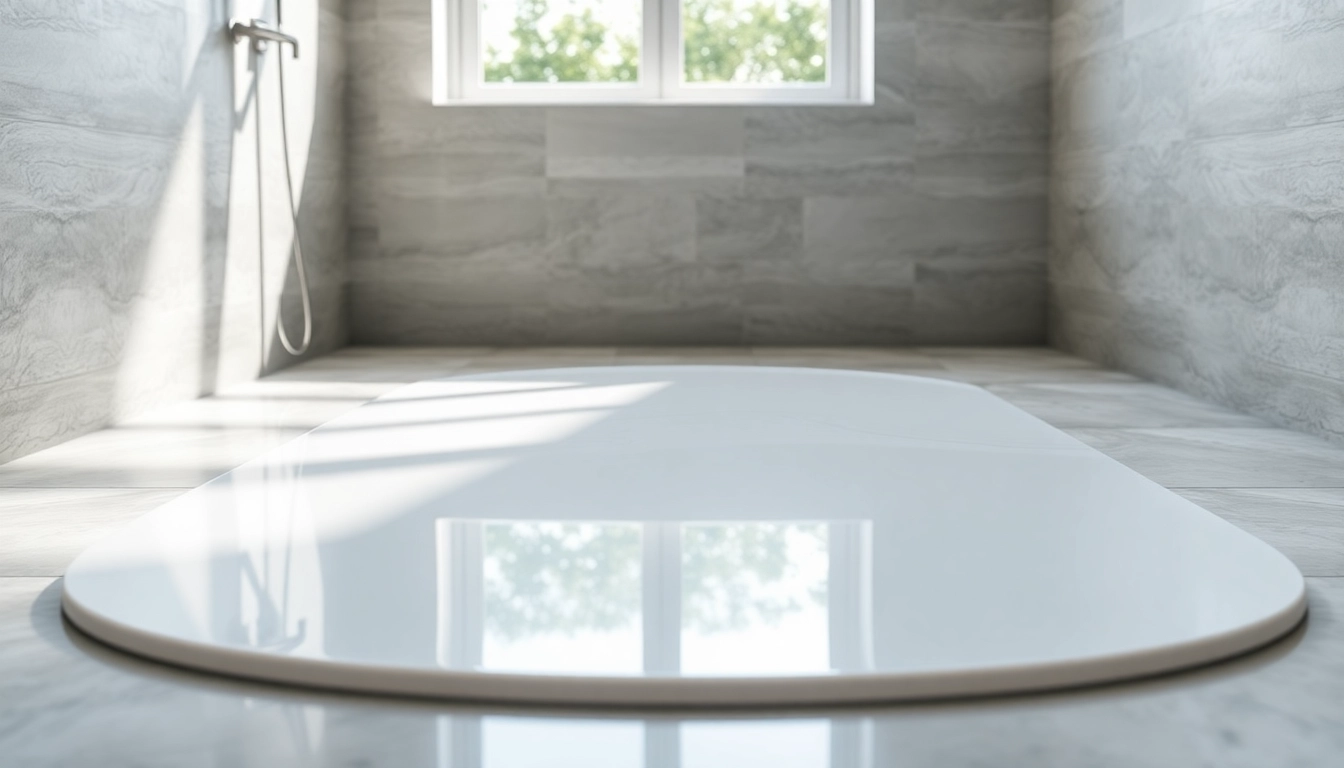 Showcasing elegant shower bases in a modern bathroom to highlight their sleek design and quality.