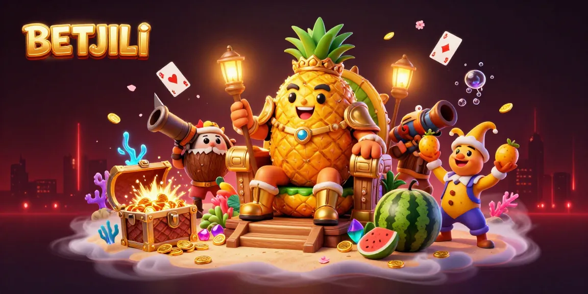 Play exciting games at BETJILI with golden characters amidst a vibrant casino-themed beach scene.