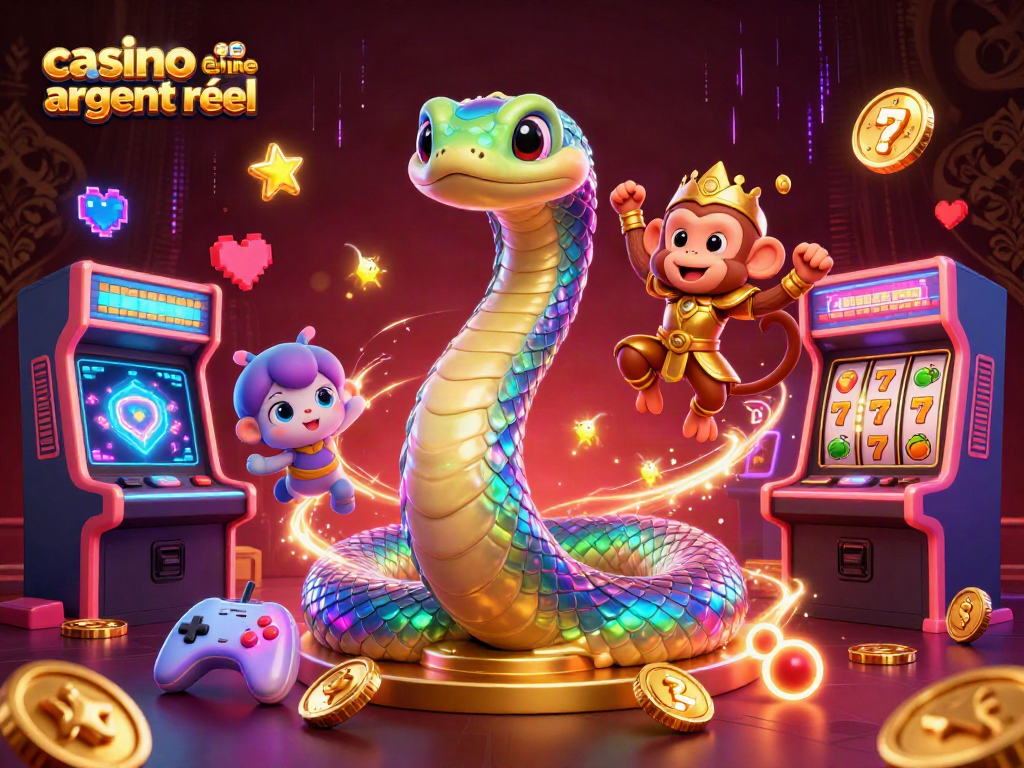 Découvrez une illustration vibrante de casino en ligne argent réel avec des éléments ludiques et dynamiques.