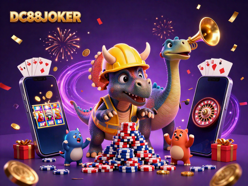 Engage with the vibrant DC88JOKER gaming scene featuring dynamic characters celebrating a jackpot win.