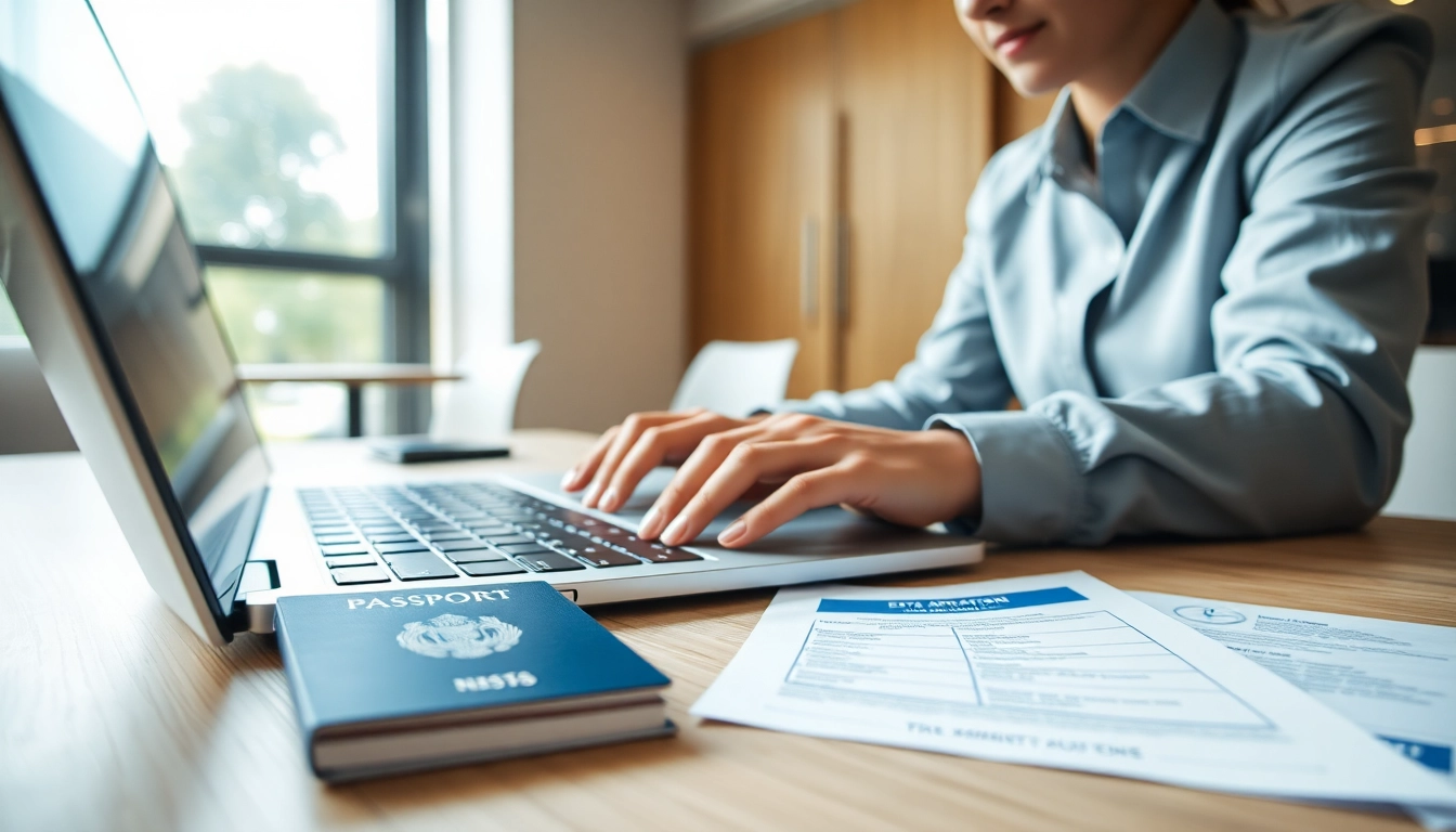 Apply for the eta application uk efficiently while focusing on crucial documents in an office.
