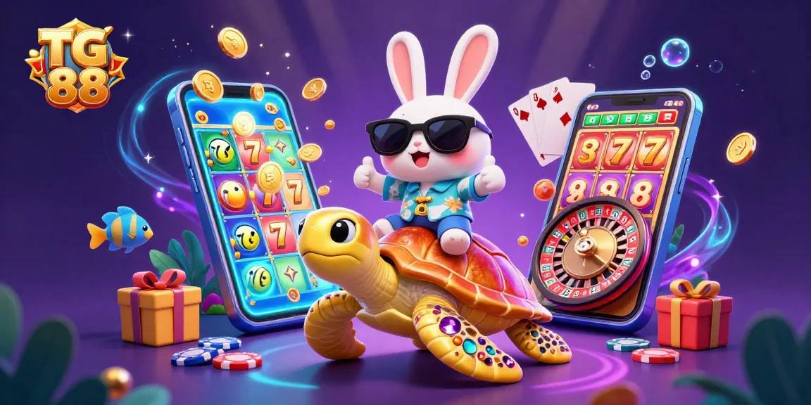 Spin the reels for jackpots at TG 88 with our lucky characters in an exciting casino scene.