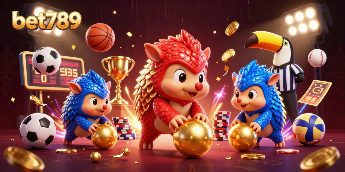 Experience the thrill of sports betting with bet789 in a vibrant casino scene featuring dynamic pangolins.