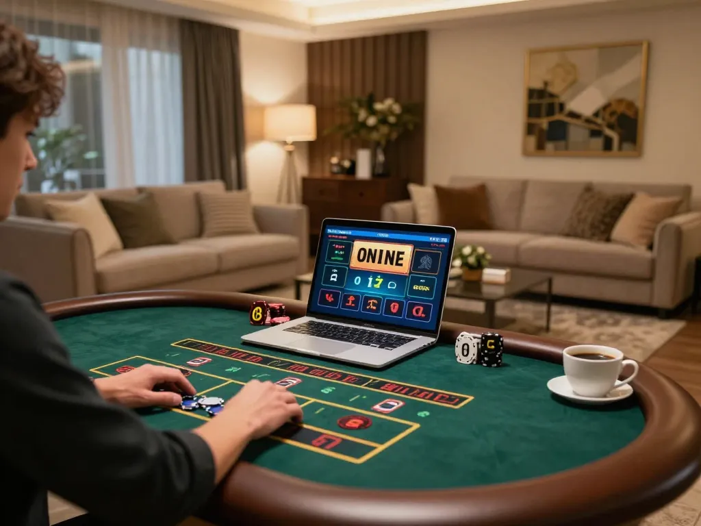 Player engaging in live dealer games at home using 79kingvnc platform, showcasing immersive online gambling experience.