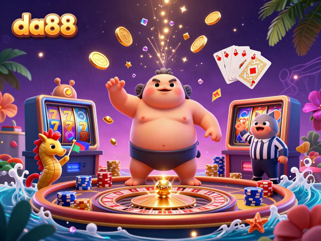 Experience thrilling gameplay at da88 with a dynamic underwater casino scene featuring lively fugu and catfish.