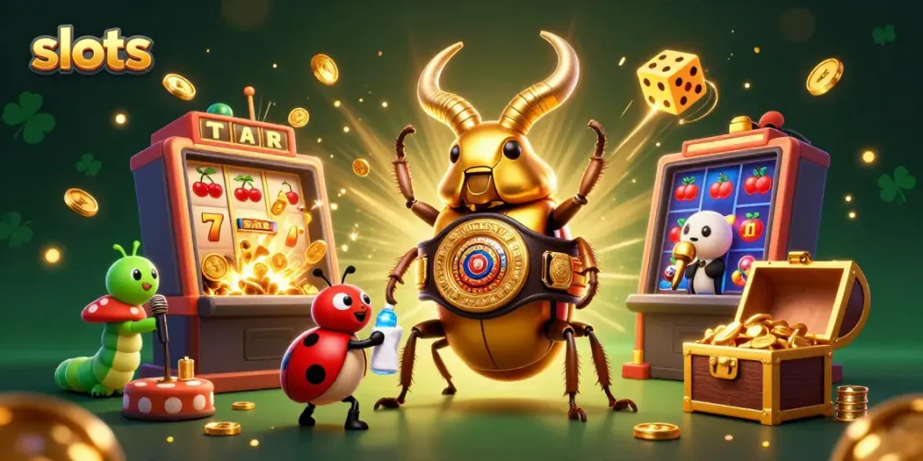 Experience thrilling slots action with a vibrant casino scene featuring engaging characters and dynamic game elements.