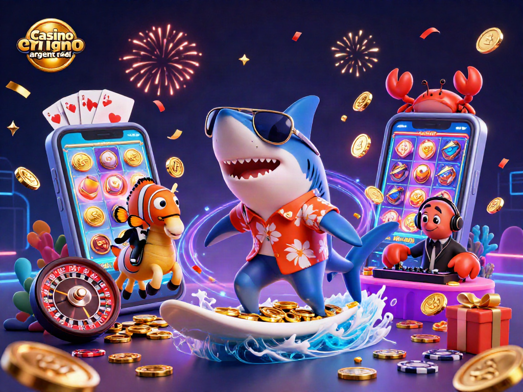 Profitez de l'adrénaline des jeux avec "casino en ligne argent réel" dans une scène colorée et dynamique.