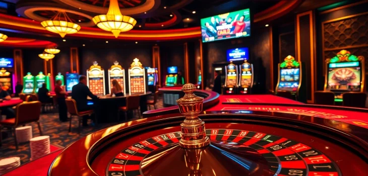Experience the thrill of betting at MMOO's vibrant casino with roulette and poker excitement.