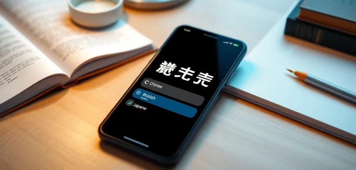 有道翻译 application interface showcasing vibrant language options and study materials in a modern setting.