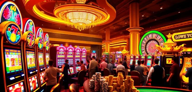 Engaging players enjoying the slot777 experience in a luxurious casino environment.